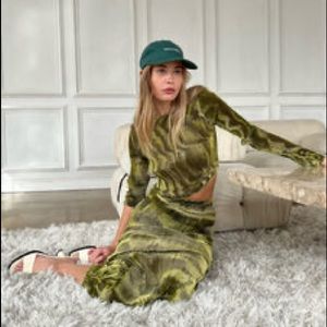 Ronny kobo Gwen top green golden lime long sleeve top